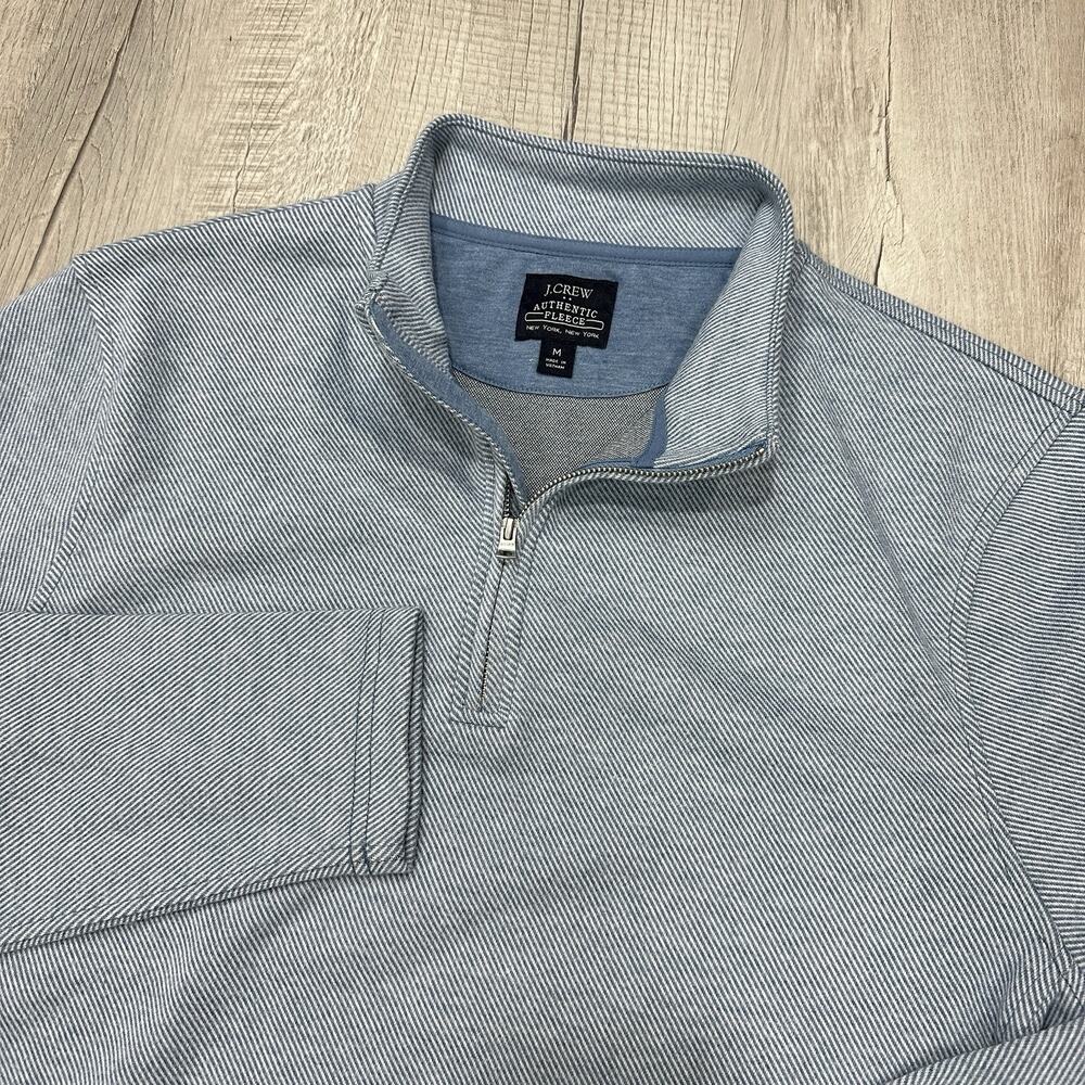 J. Crew Authentic Fleece 1/4 Zip Sweatshirt Mens Medium Blue Mock Neck Pullover